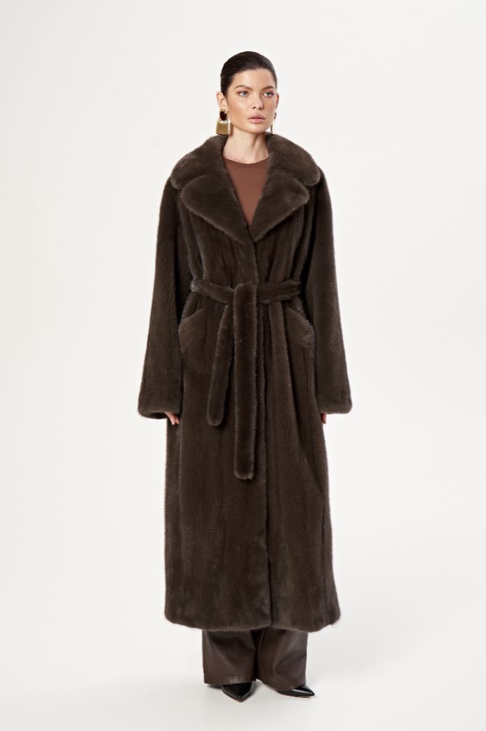 Норковая шуба с английским воротом 1065