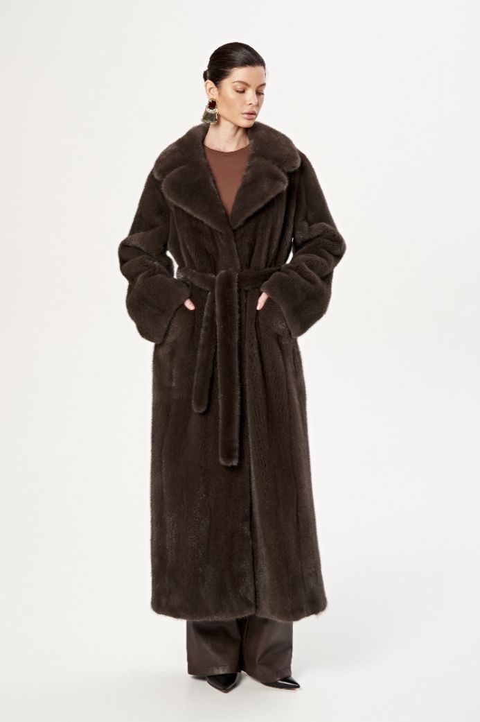 Норковая шуба с английским воротом 1065