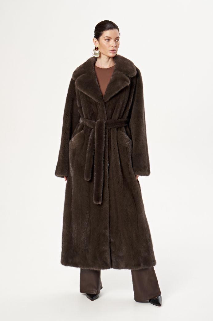 Норковая шуба с английским воротом 1065