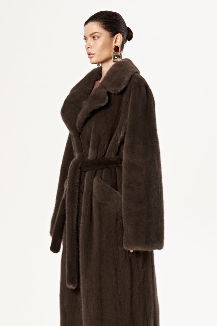 Норковая шуба с английским воротом 1065