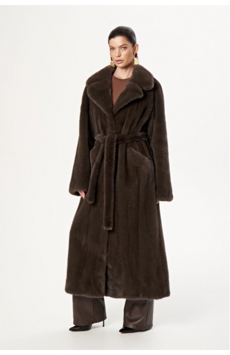 Норковая шуба с английским воротом 1065