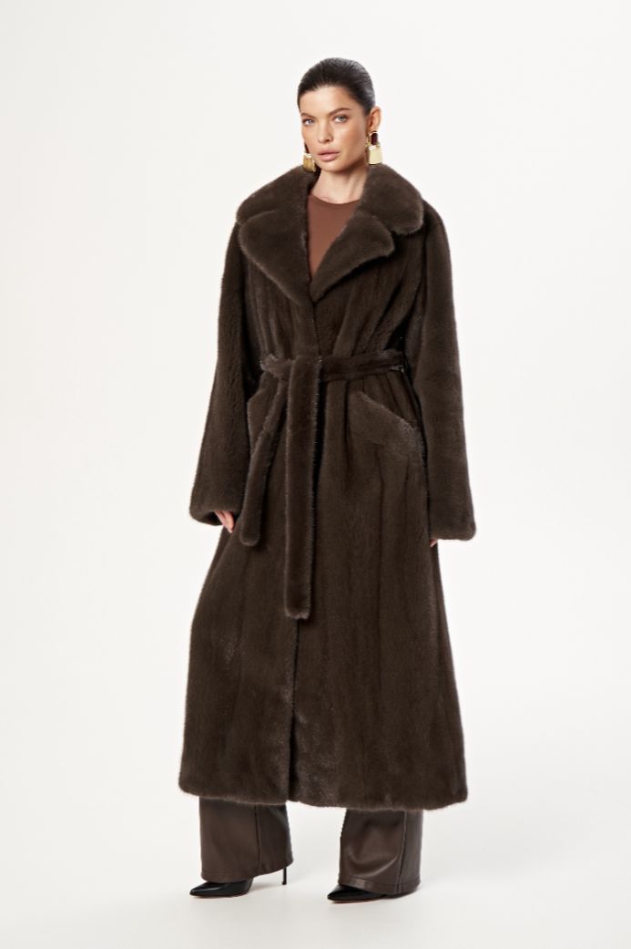 Норковая шуба с английским воротом 1065