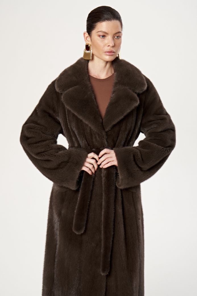 Норковая шуба с английским воротом 1065