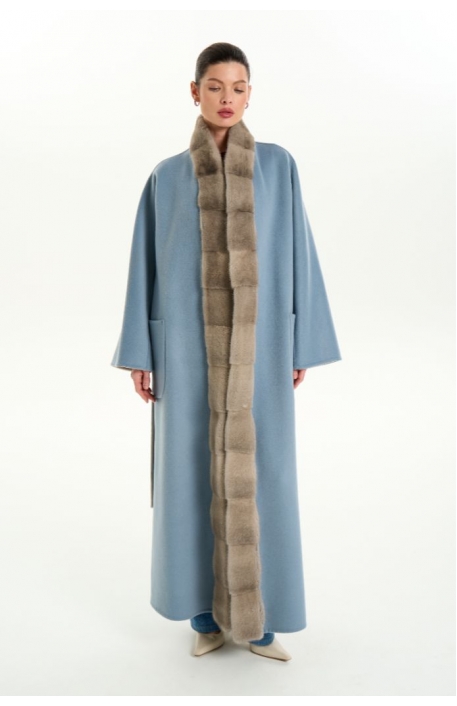 Кашемировое пальто с мехом норки 