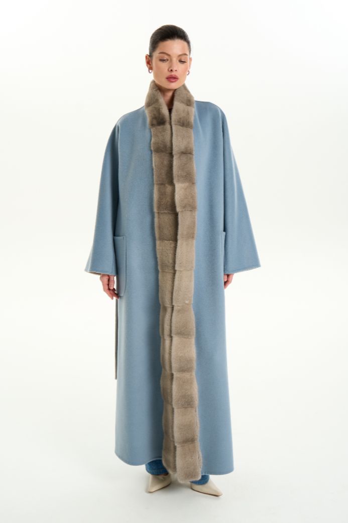 Кашемировое пальто с мехом норки 