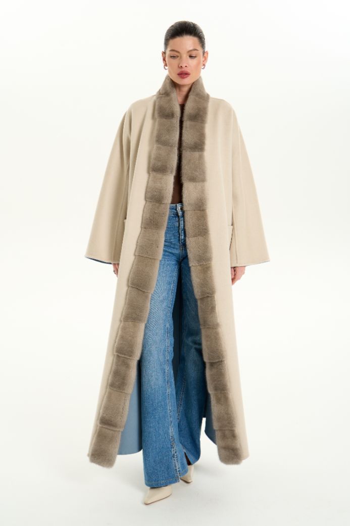 Кашемировое пальто с мехом норки 1071