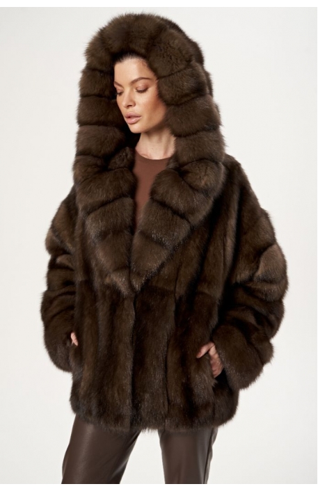Шуба из соболя с капюшоном 1073 
