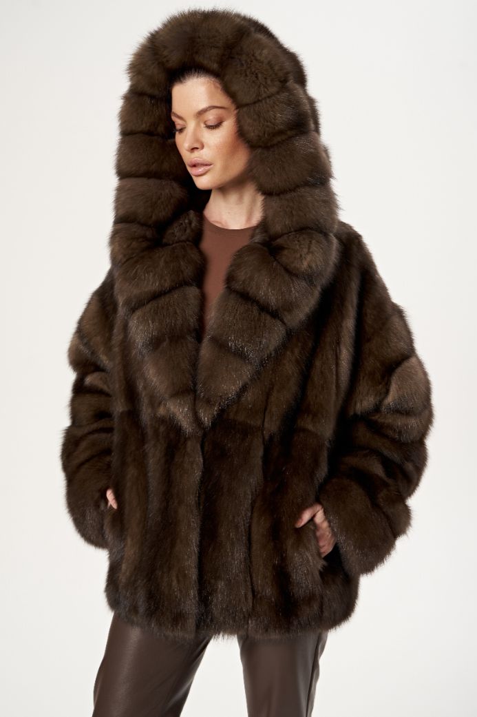 Шуба из соболя с капюшоном 1073 
