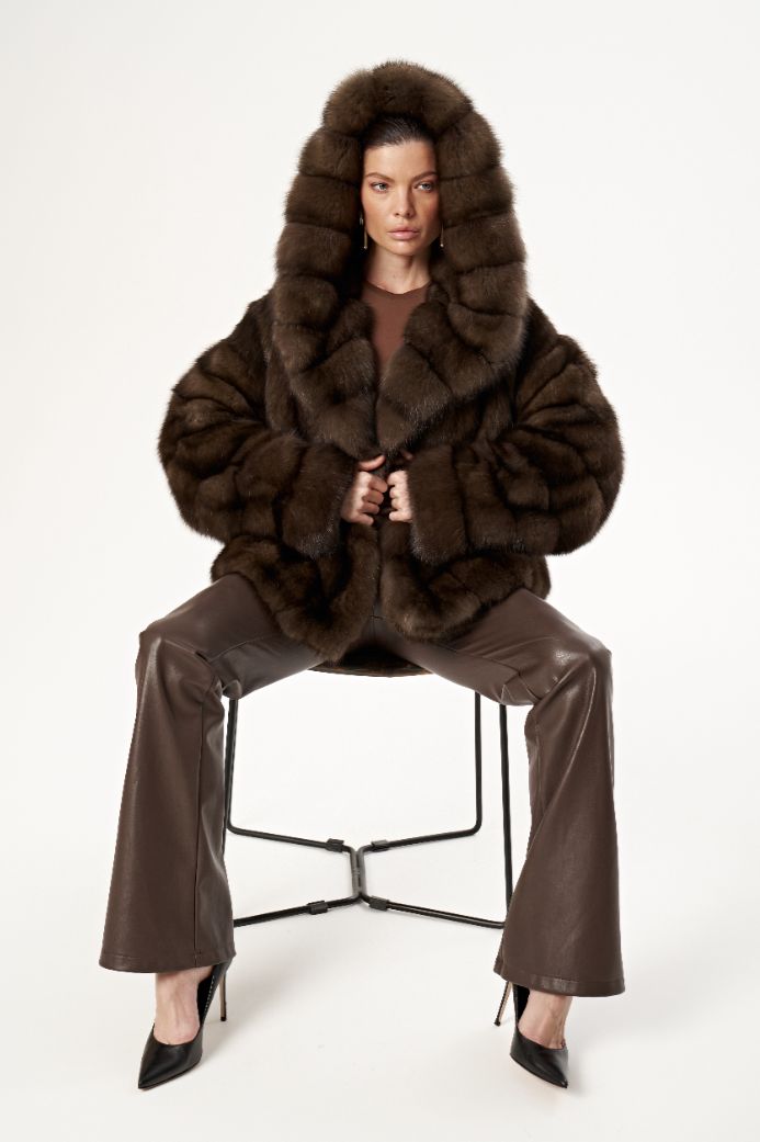 Шуба из соболя с капюшоном 1073 