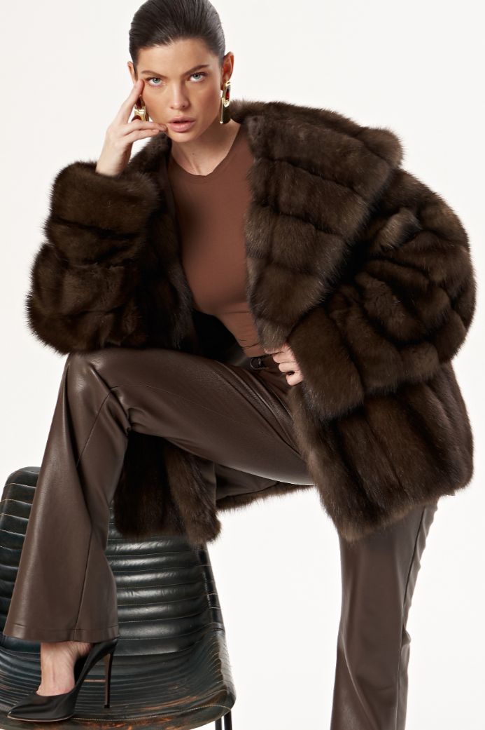 Шуба из соболя с капюшоном 1073 