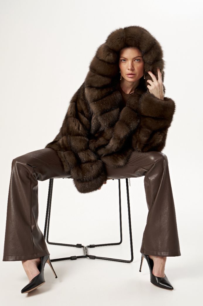 Шуба из соболя с капюшоном 1073 