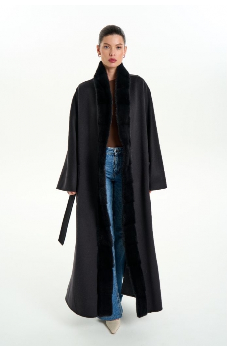 Кашемировое пальто с мехом норки 1074