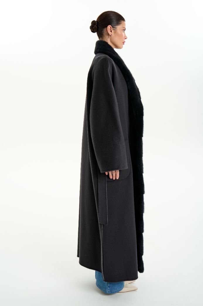 Кашемировое пальто с мехом норки 1074