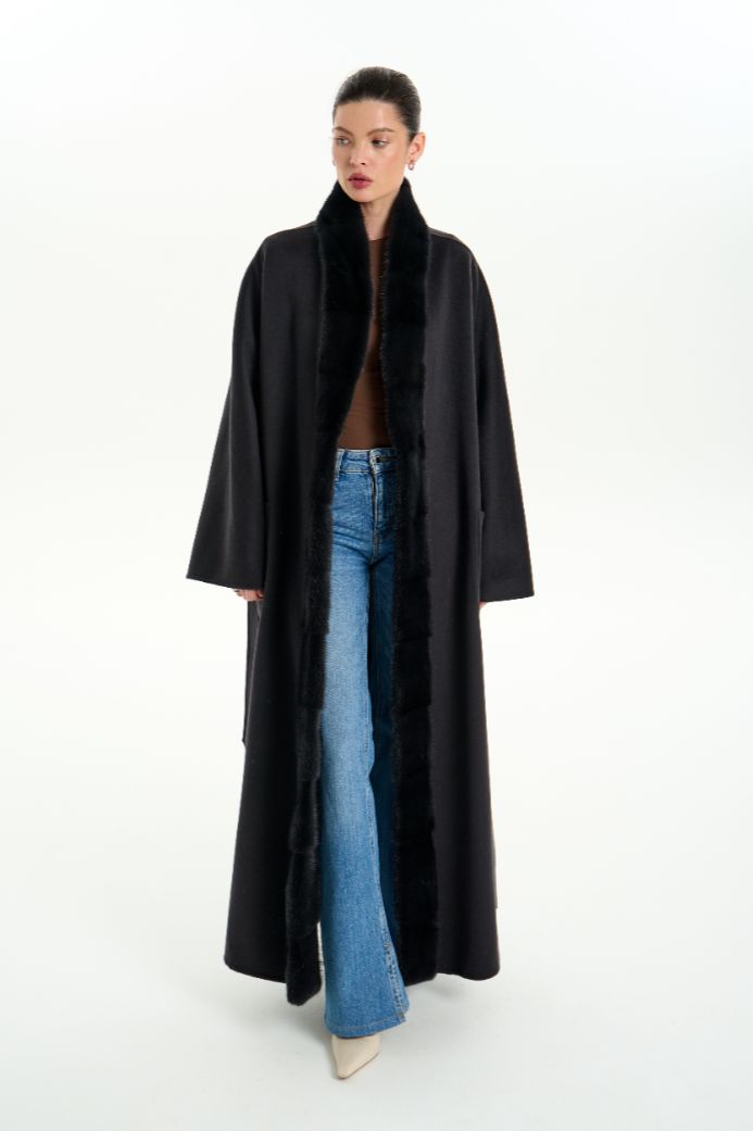 Кашемировое пальто с мехом норки 1074