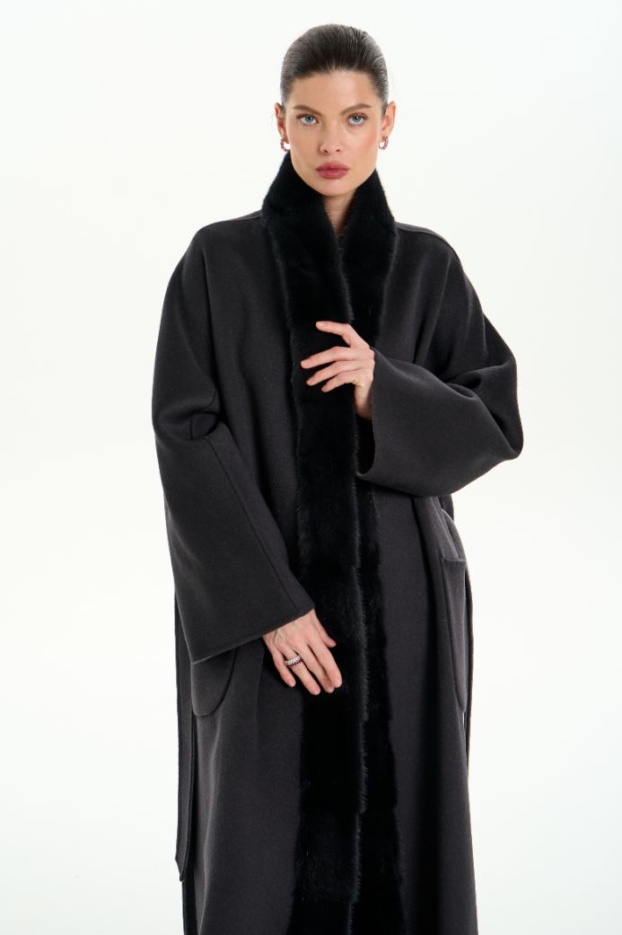 Кашемировое пальто с мехом норки 1074