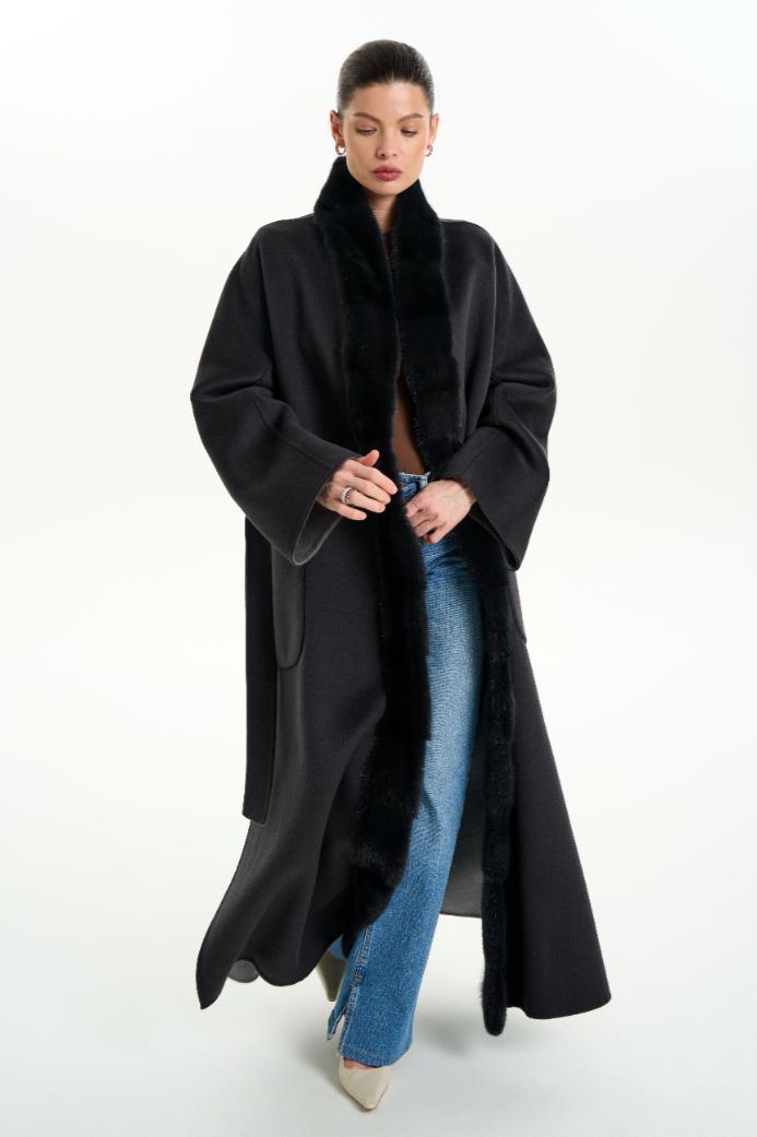 Кашемировое пальто с мехом норки 1074