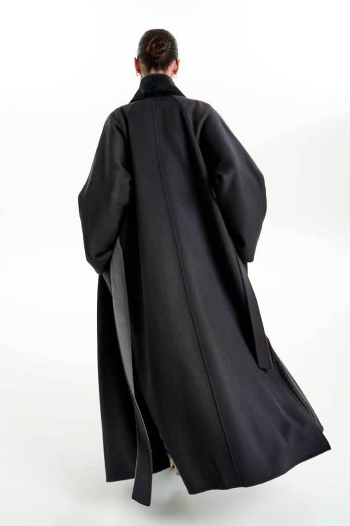 Кашемировое пальто с мехом норки 1074