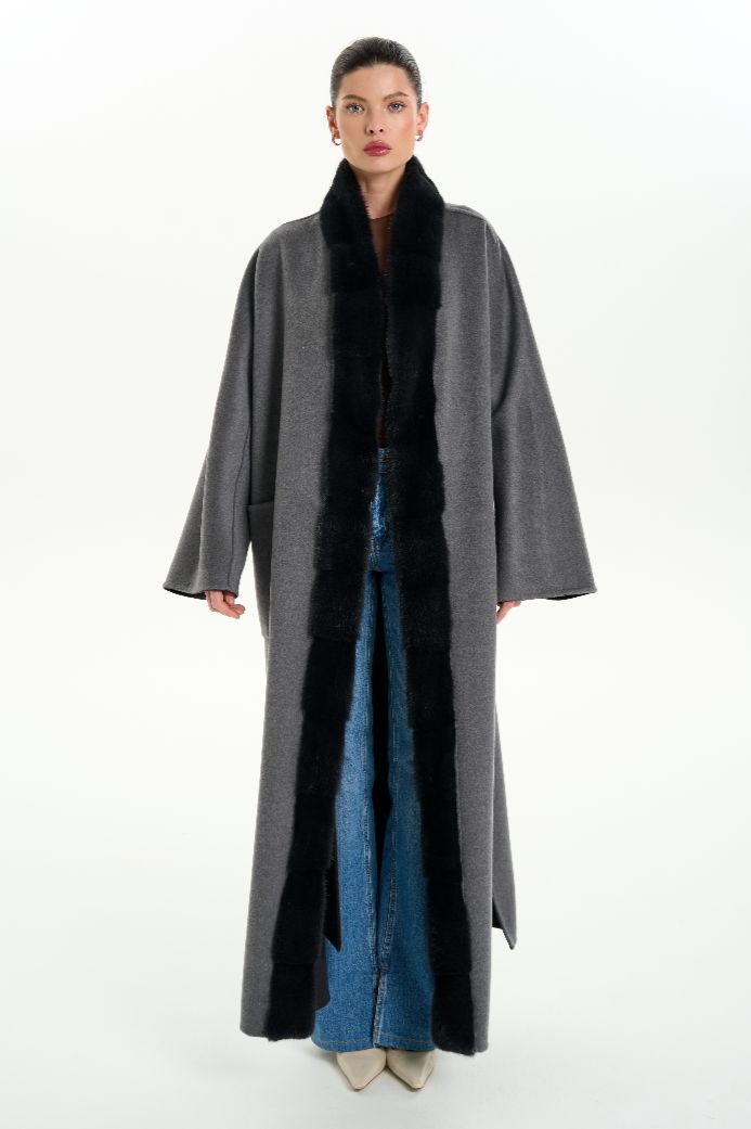 Кашемировое пальто с мехом норки 1075