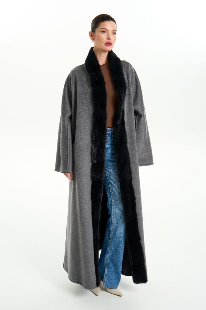 Кашемировое пальто с мехом норки 1075