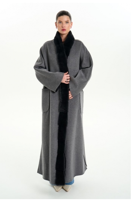 Кашемировое пальто с мехом норки 1075