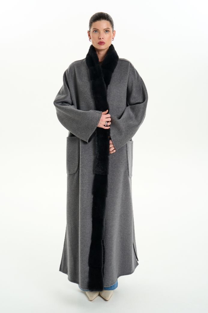 Кашемировое пальто с мехом норки 1075