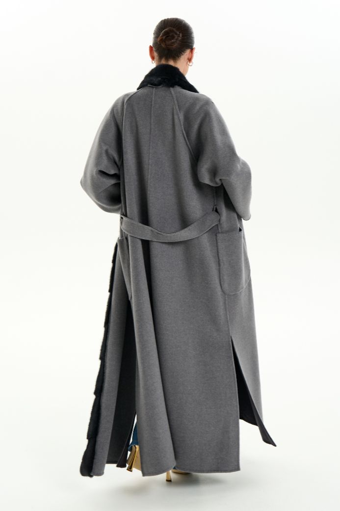 Кашемировое пальто с мехом норки 1075