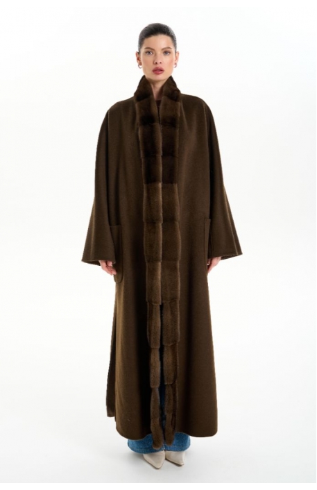 Кашемировое пальто с мехом норки 1076