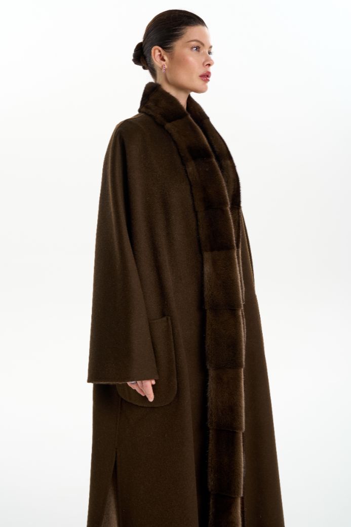 Кашемировое пальто с мехом норки 1076