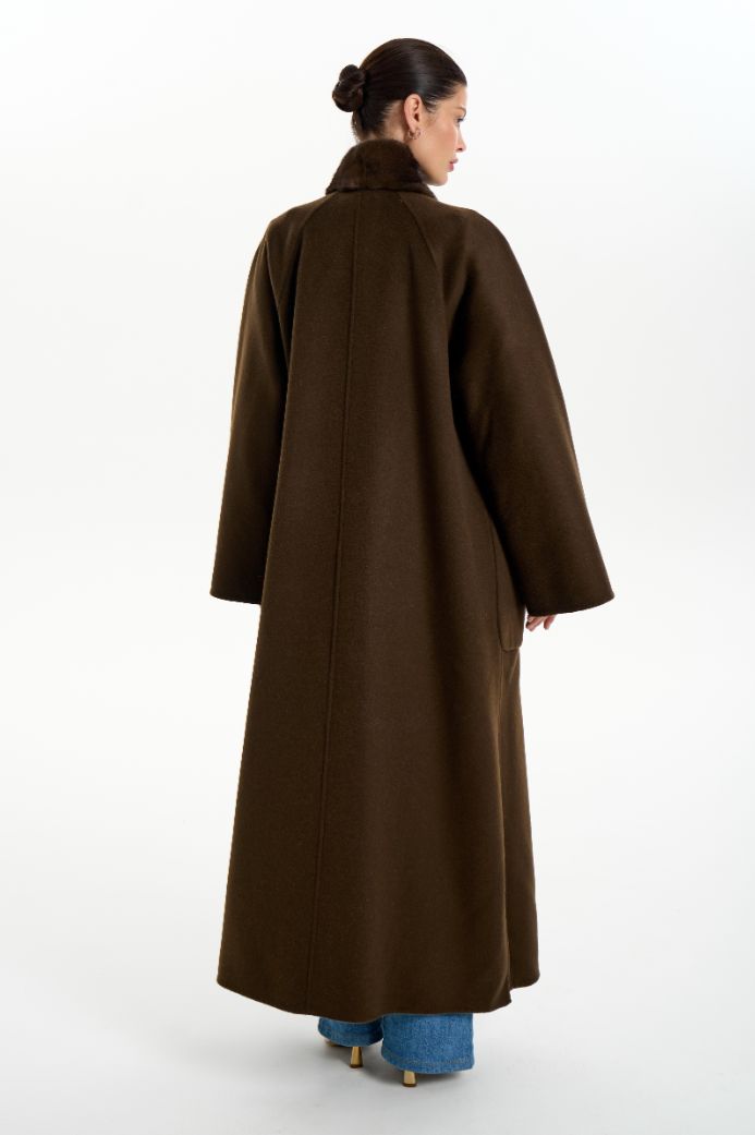 Кашемировое пальто с мехом норки 1076
