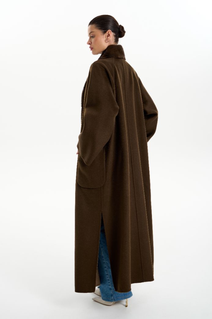 Кашемировое пальто с мехом норки 1076