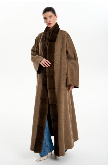 Кашемировое пальто с мехом норки 1077