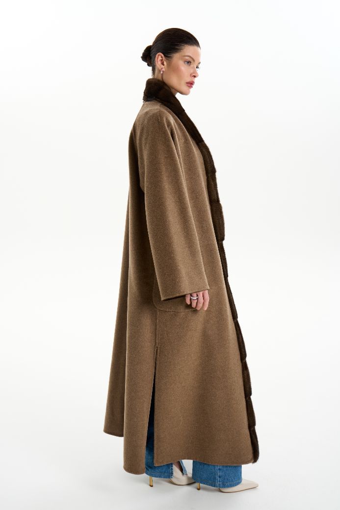 Кашемировое пальто с мехом норки 1077