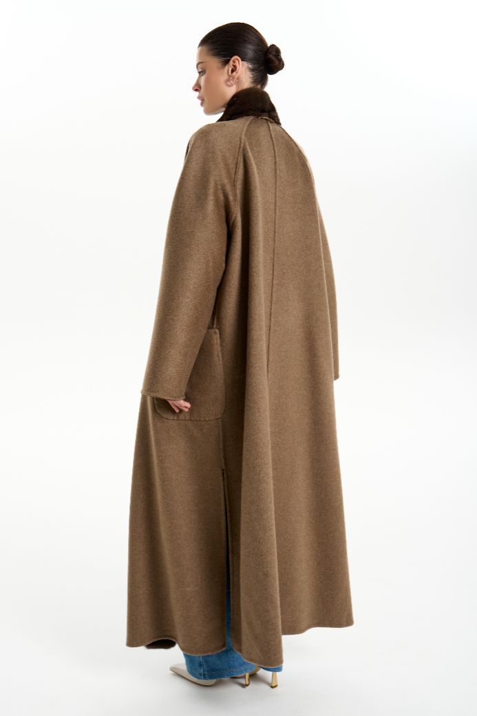 Кашемировое пальто с мехом норки 1077