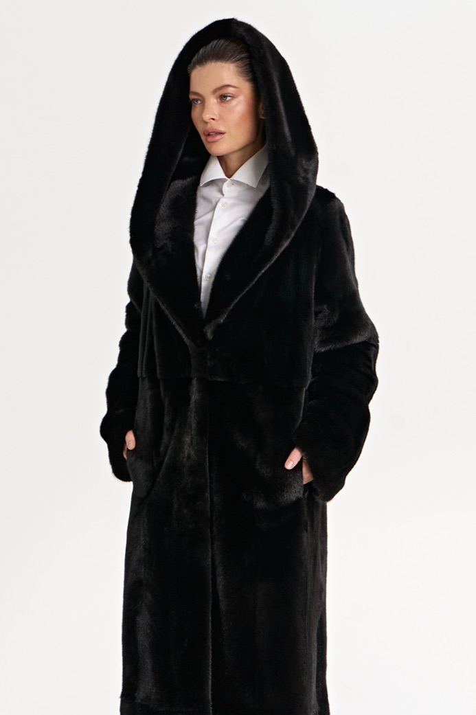 Норковая шуба BLACKGLAMA с капюшоном 1191 