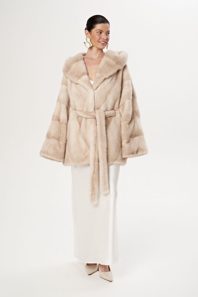 Норковая шуба с капюшоном 1224